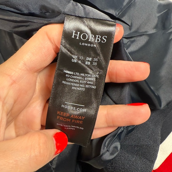 Hobbs London Annabel Cropped Jacket in Navy Red - Picture 4 of 6